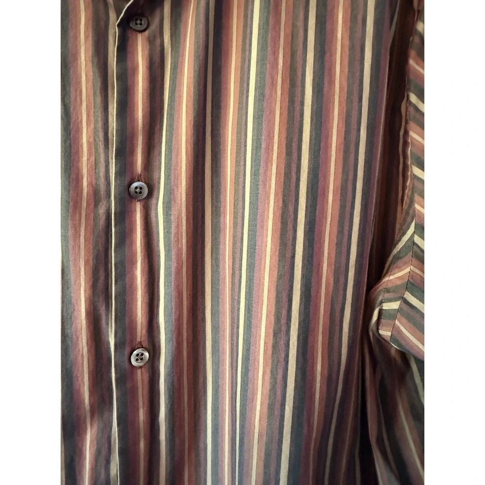 Banana Republic Mens Shirt Large Red Pink Striped Long Sleeve Size Large